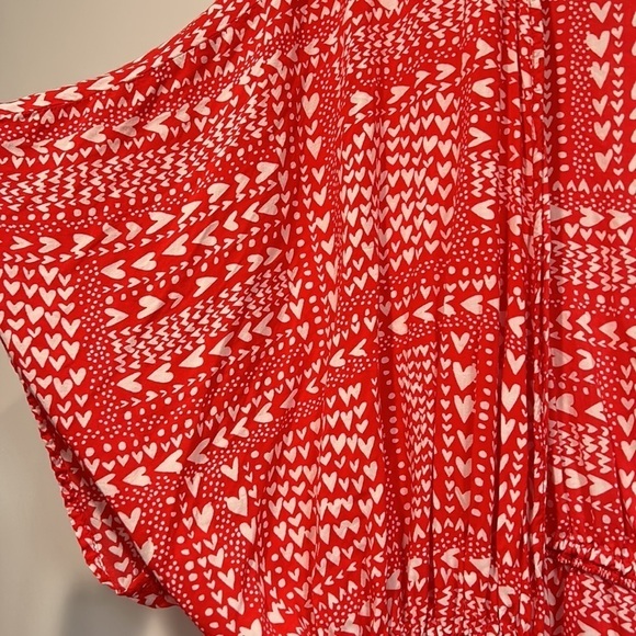 Victoria’s Secret cherry red heart print, short sleeve cover-up top one size - Picture 4 of 7
